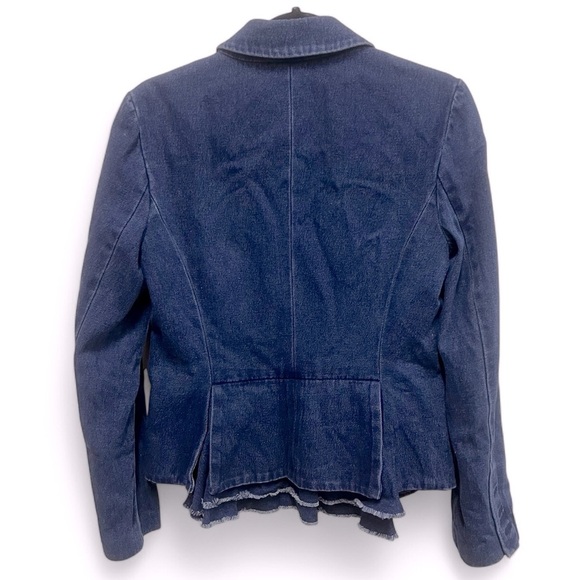 RACHEL Rachel Roy Denim Peplum Style Two Button Blazer size small - Picture 2 of 13